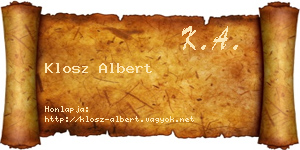 Klosz Albert névjegykártya
